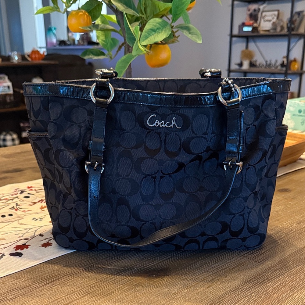 Coach Black Signature Tote